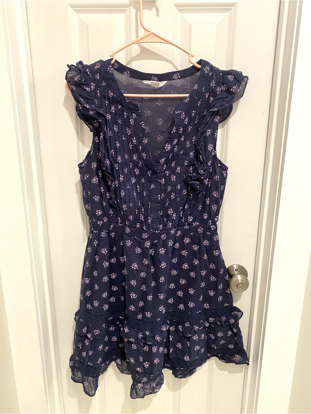 BB Dakota by Steve Madden Floral Ruffle Dress Blue and Pink